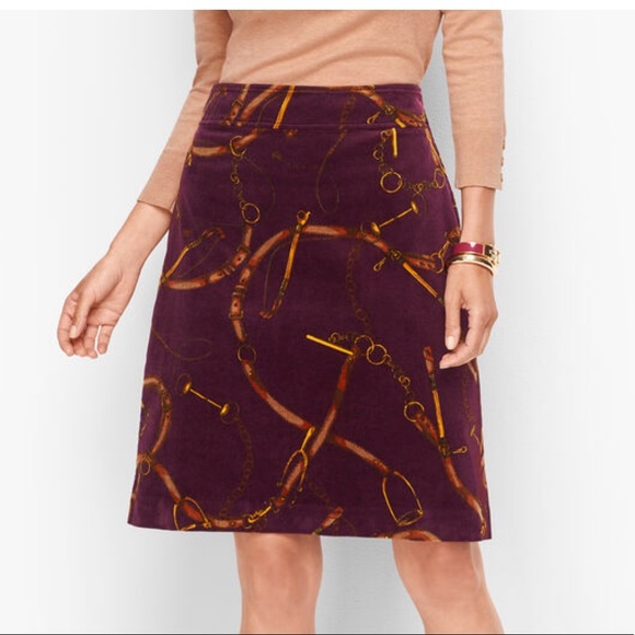 Corduroy A-Line Skirt Equestrian print skirt - Picture 2 of 3